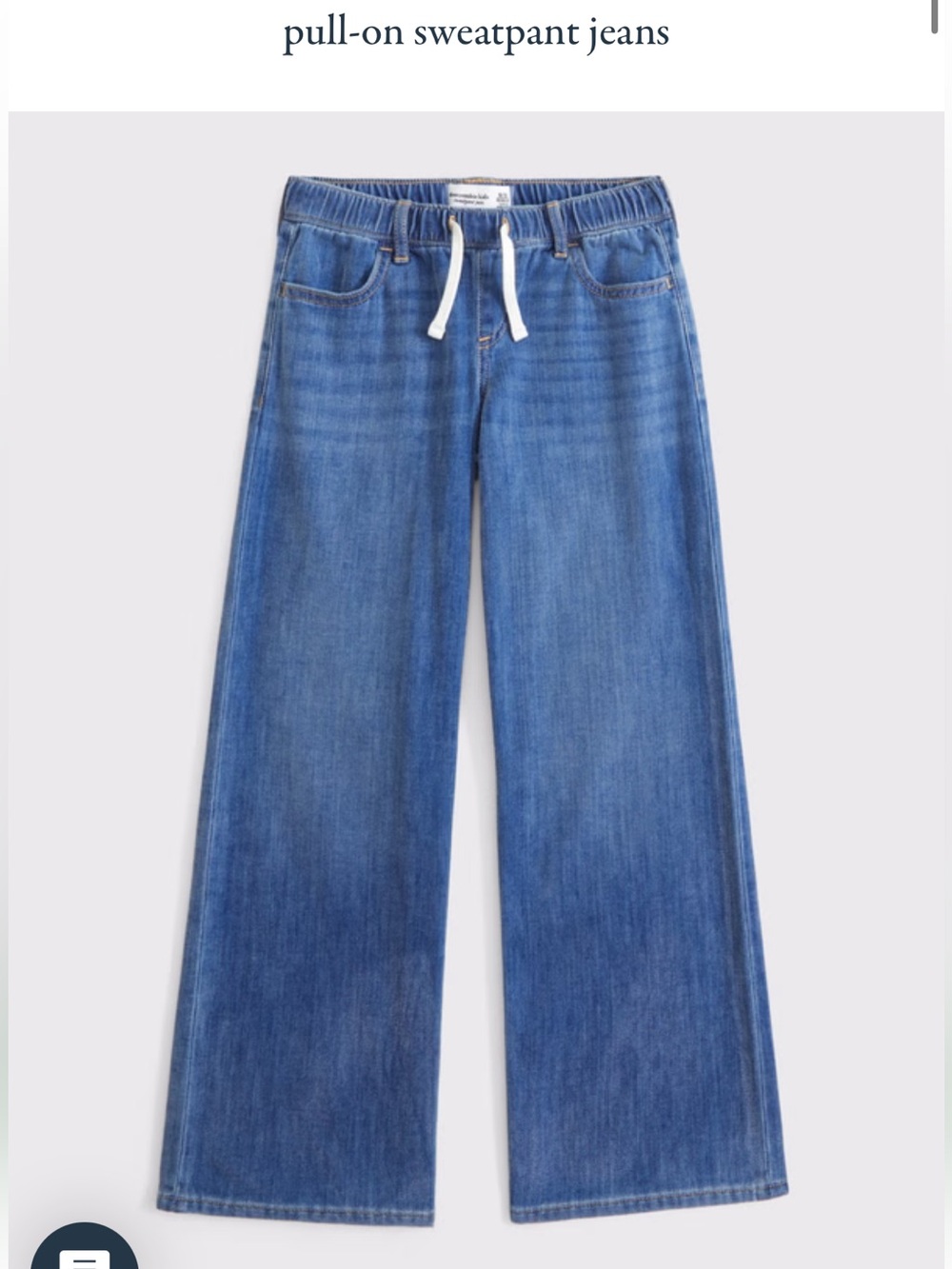 abercrombie kids Medium Blue Wide-Leg Drawstring Jeans